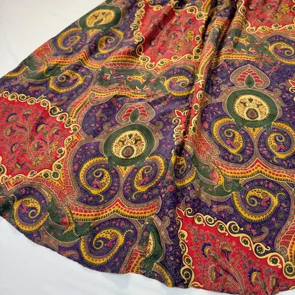 Valerie Stevens Pure Silk Paisley Midi Skirt Women’s 2XL Vintage Boho 90s Retro - Picture 10 of 15
